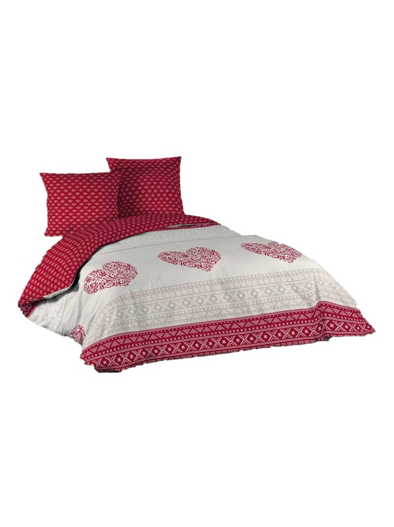 Housse couette + taies 220 x 240 cm Trendre Coeur Rouge - Kiabi