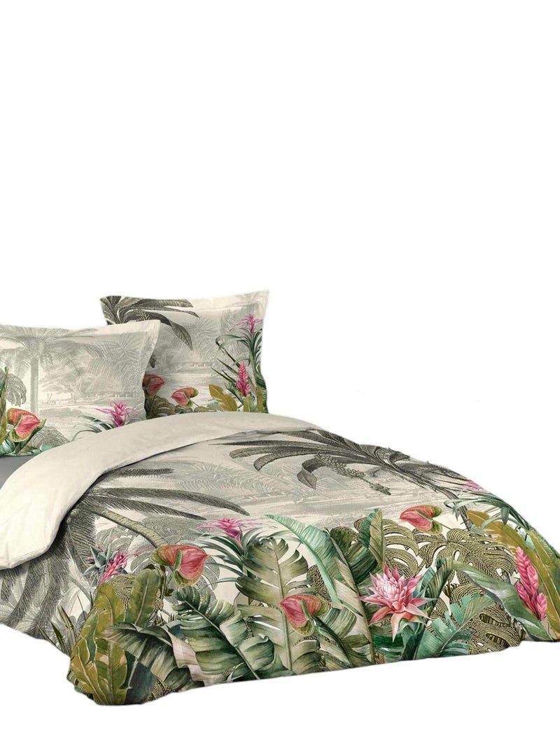 Housse couette + taies 240 x 260 cm Srilanka Vert - Kiabi
