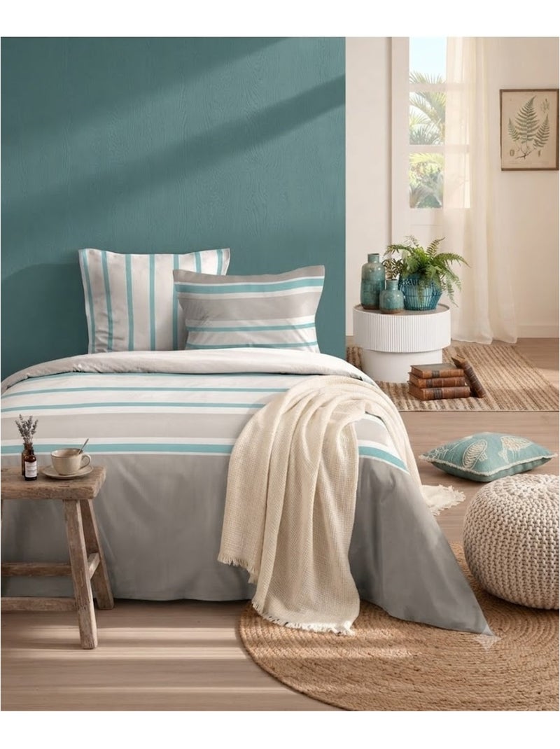 Housse couette + taies Barbada Bleu céladon - Kiabi