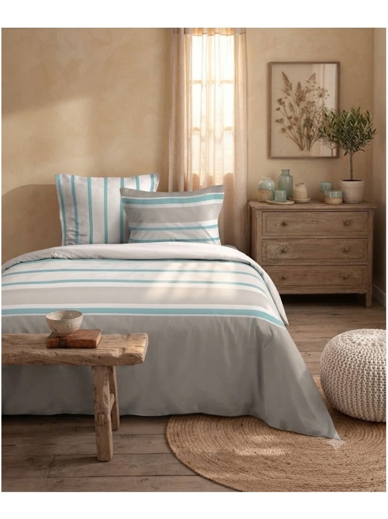 Housse couette + taies Barbada Bleu céladon - Kiabi