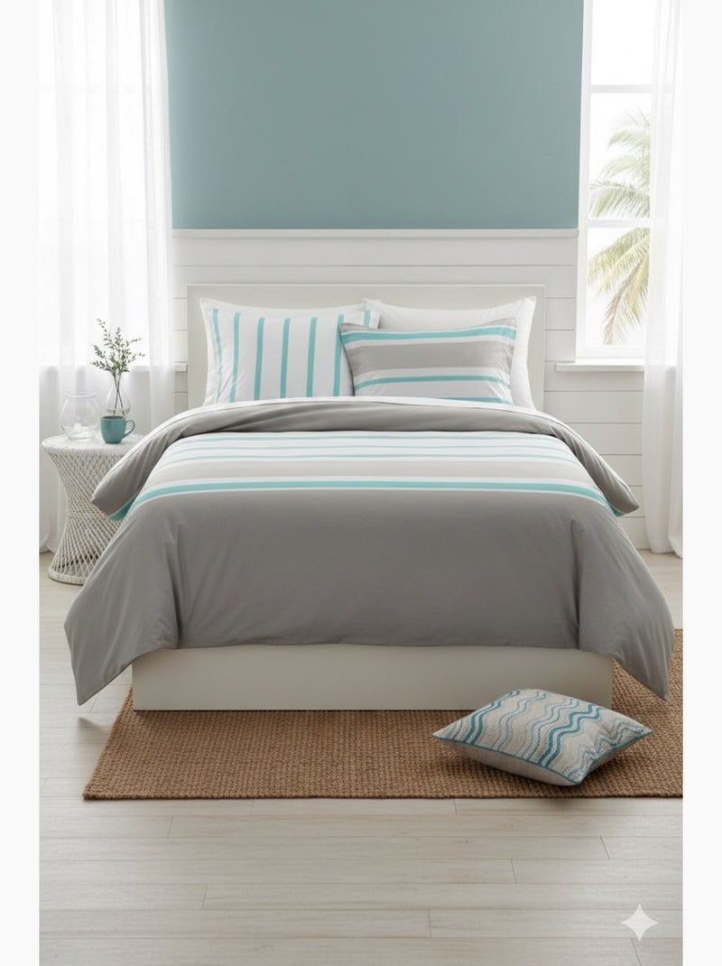 Housse couette + taies Barbada Bleu - Kiabi