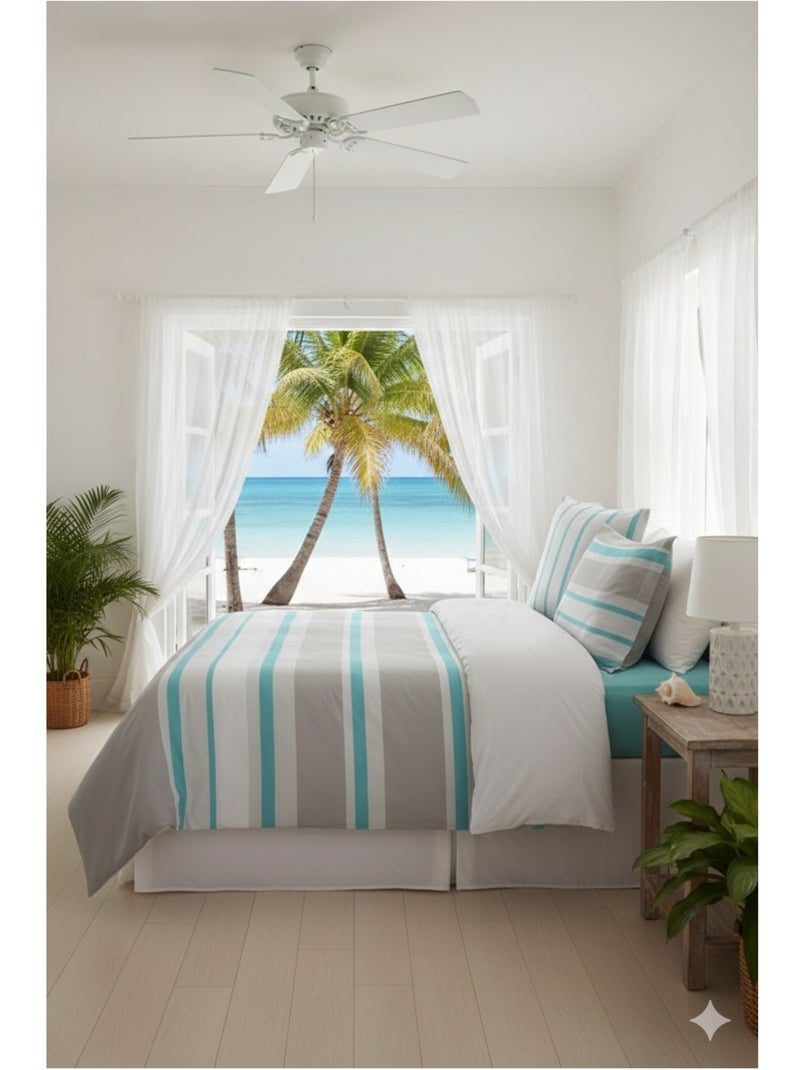 Housse couette + taies Barbada Bleu - Kiabi