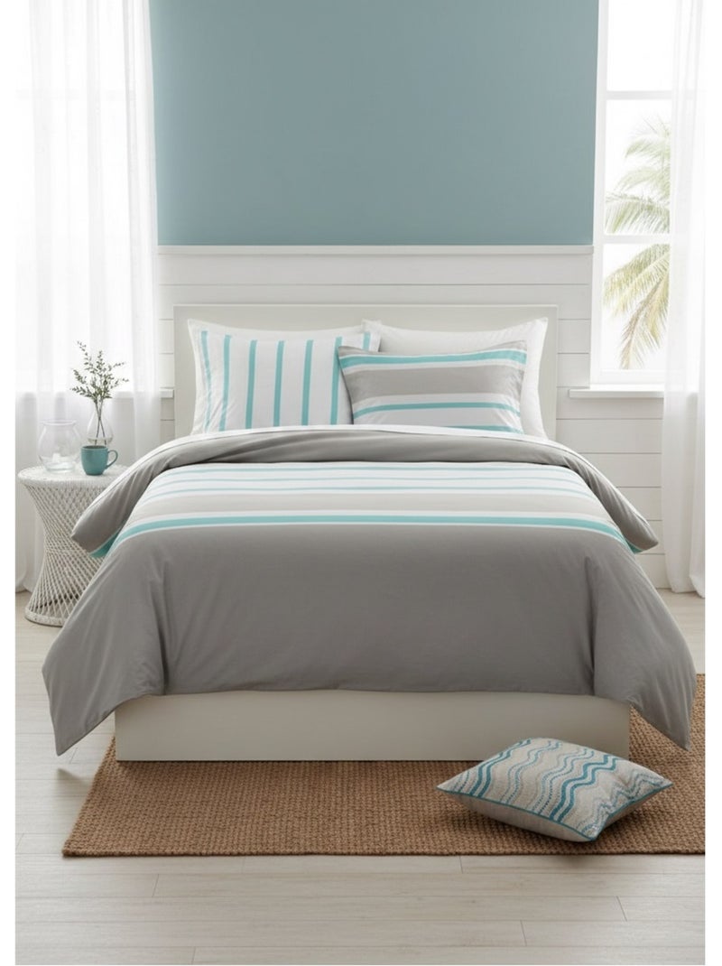 Housse couette + taies Barbada Bleu - Kiabi