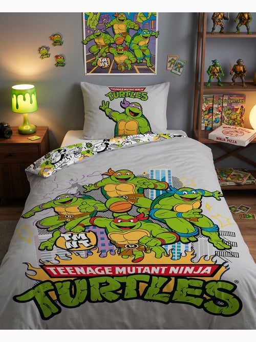Housse Couette Tortues Ninja TMNT 140x200cm + Taie 65x65cm – Polycoton - Kiabi
