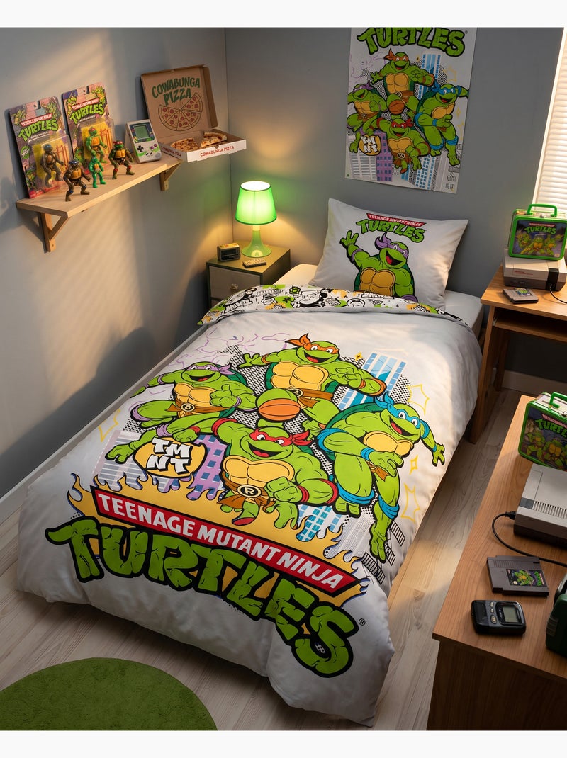 Housse Couette Tortues Ninja TMNT 140x200cm + Taie 65x65cm – Polycoton Beige gris - Kiabi