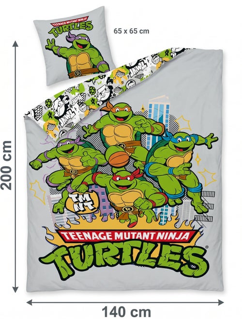 Housse Couette Tortues Ninja TMNT 140x200cm + Taie 65x65cm – Polycoton - Kiabi