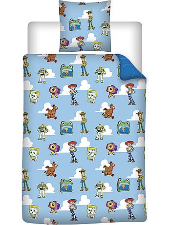 Housse Couette Toy Story Disney Pixar 140x200cm + Taie 65x65cm – Buzz Jessie – Polycoton – Licence O