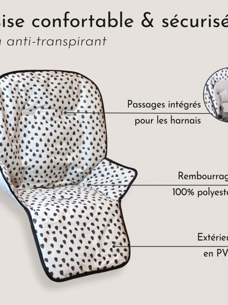 Housse d'assise pour chaise haute bébé enfant gamme Ptit - Cléo - Monsieur Bébé Noir - Kiabi