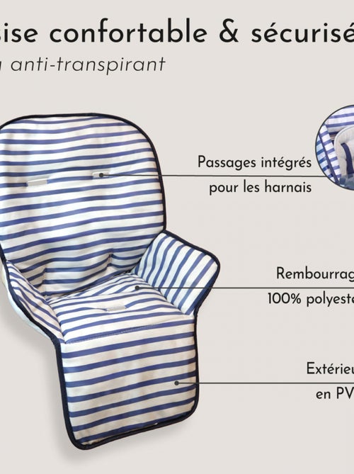 Housse d'assise pour chaise haute bébé enfant gamme Ptit - Marin - Monsieur Bébé - Kiabi