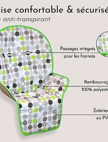 Housse d'assise pour chaise haute bébé enfant gamme Ptit - Olive - Monsieur Bébé