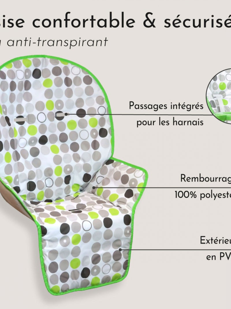 Housse d'assise pour chaise haute bébé enfant gamme Ptit - Olive - Monsieur Bébé Blanc Vert - Kiabi