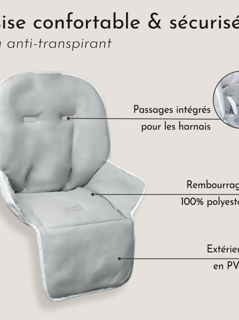 Housse d'assise pour chaise haute bébé enfant gamme Ptit - Perle - Monsieur Bébé Gris clair - Kiabi