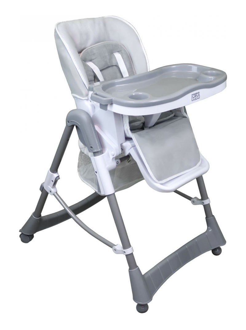 Housse d'assise pour chaise haute bébé enfant gamme Ptit - Perle - Monsieur Bébé Gris clair - Kiabi
