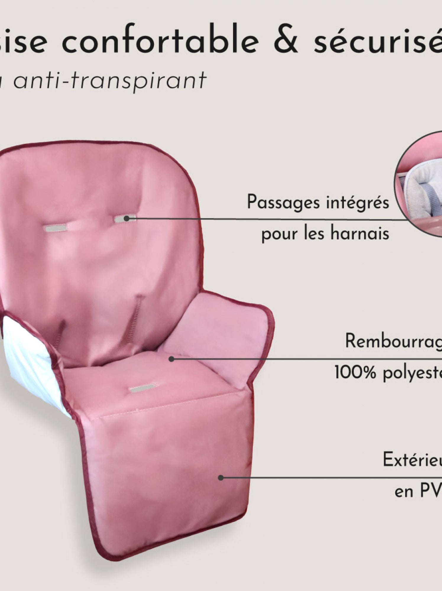 Housse De Chaise Haute Bébé - Coussinet En Similicuir Doux Et Rembourré - Protection Facile à Laver (80x40 Cm) - 7