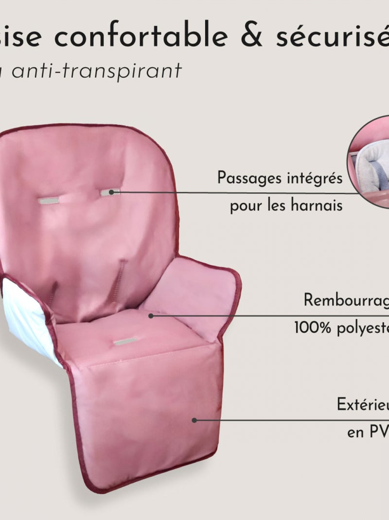 Housse d'assise pour chaise haute bébé enfant gamme Ptit - Rosa - Monsieur Bébé Rose - Kiabi