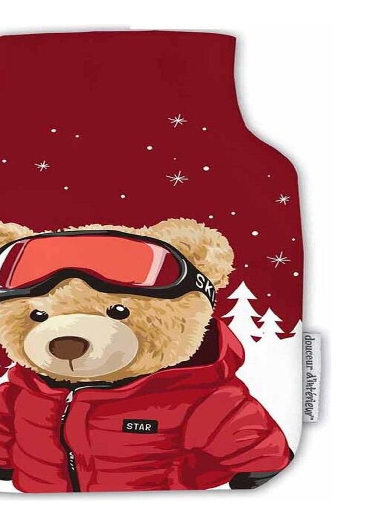 Housse de bouillotte 21 x 34 cm Petit ours au ski Rouge - Kiabi
