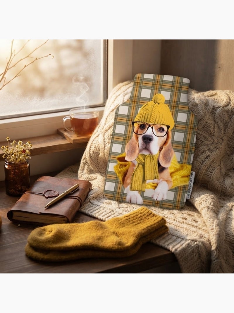 Housse de bouillotte beagle a lunette Jaune - Kiabi