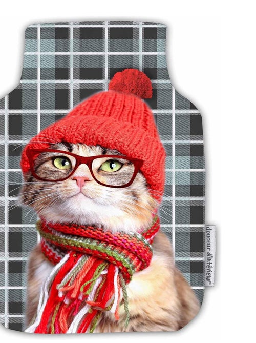 Housse de bouillotte Chat a lunettes - Kiabi
