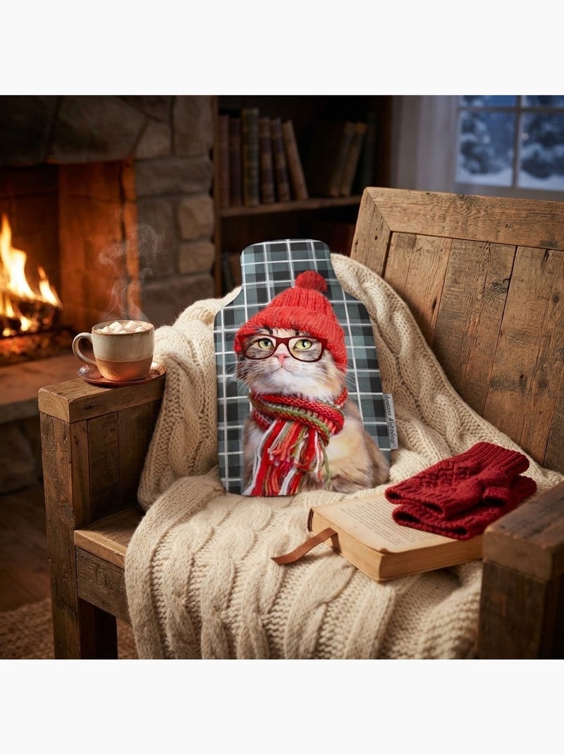 Housse de bouillotte chat a lunettes Rouge - Kiabi