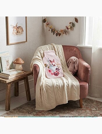 Housse de bouillotte lapin fleuri