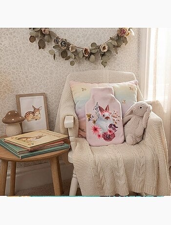 Housse de bouillotte lapin fleuri