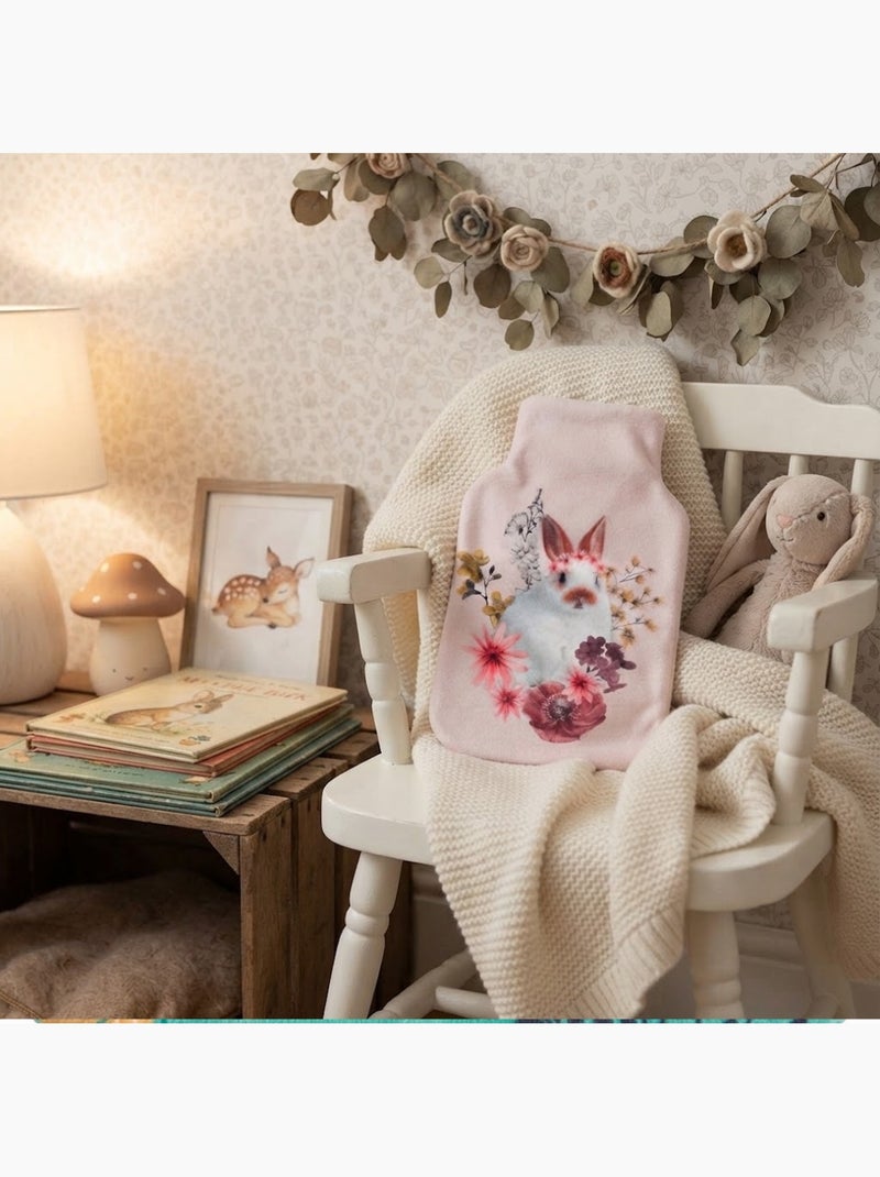 Housse de bouillotte lapin fleuri Rose - Kiabi