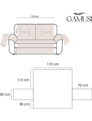 Housse de canapé 2 places, avec élastique ajustable - Gamusi.