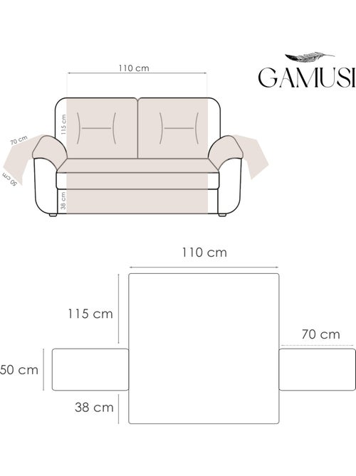Housse de canapé 2 places, avec élastique ajustable - Gamusi. - Kiabi
