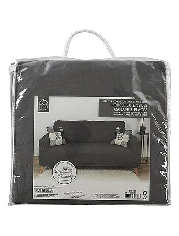 Housse de canapé 2 places extensible gris