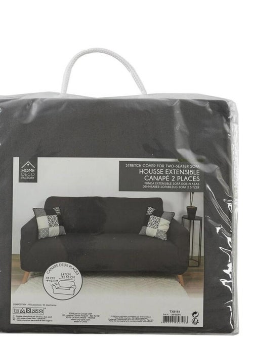 Housse de canapé 2 places extensible gris - Kiabi