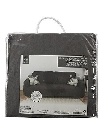Housse de canapé 3 places extensible noir