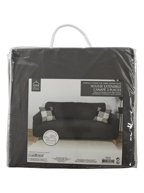 Housse de canapé 3 places extensible gris - Kiabi