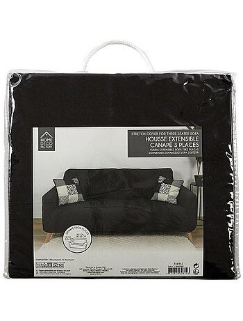 Housse de canapé 3 places extensible noir