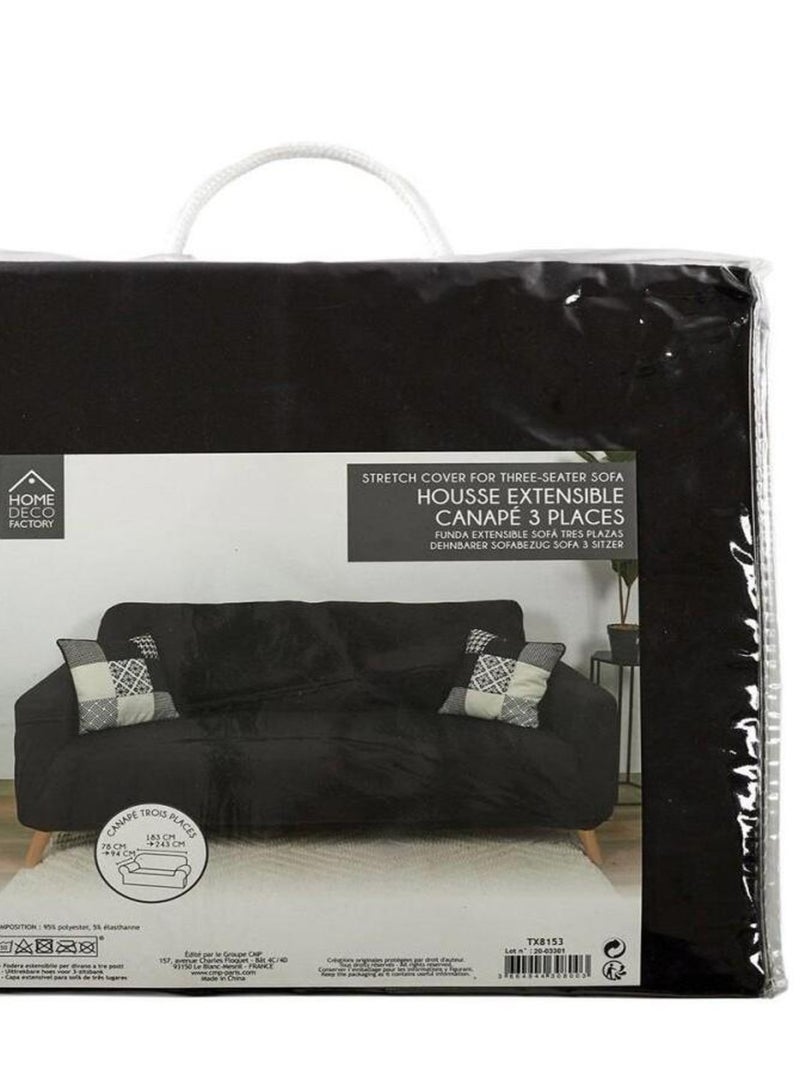 Housse de canapé 3 places extensible noir Noir - Kiabi