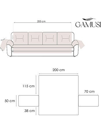 Housse de canapé 4 places, avec élastique ajustable - Gamusi.