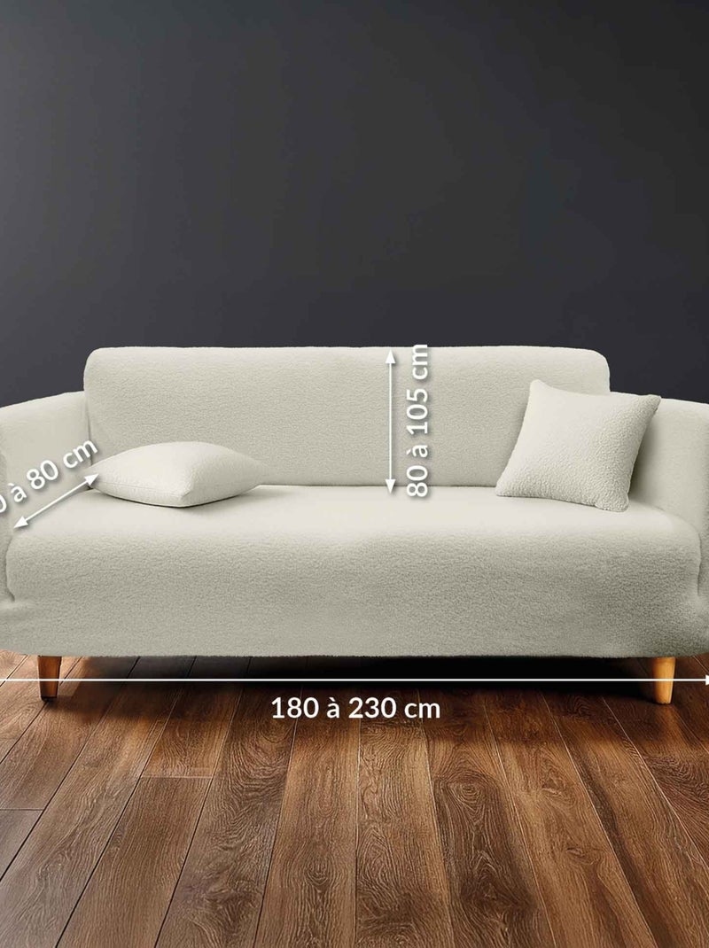 Housse de canapé extensible bouclette Beige coquille - Kiabi