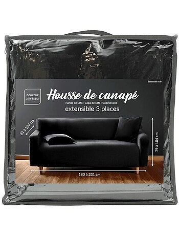 Housse de canapé extensible en polyester coloris noir