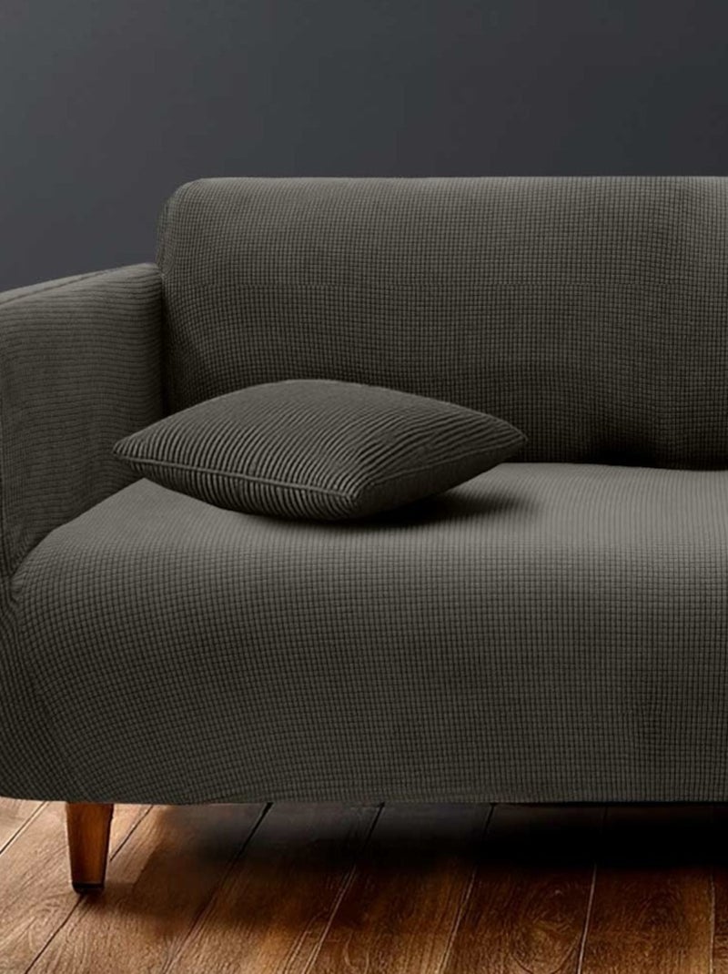 Housse de canapé extensible en polyester gaufré coloris anthracite Gris - Kiabi