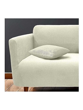 Housse de canapé extensible en polyester gaufré coloris anthracite