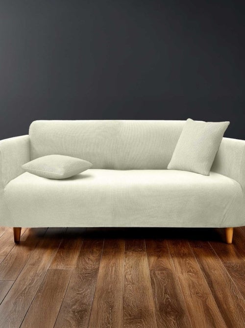 Housse de canapé extensible en polyester gaufré coloris blanc - Kiabi Housse de canapé extensible en polyester gaufré coloris blanc - Kiabi