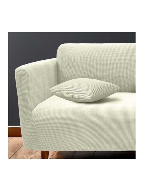 Housse de canapé extensible en polyester gaufré coloris blanc - Kiabi Housse de canapé extensible en polyester gaufré coloris blanc - Kiabi