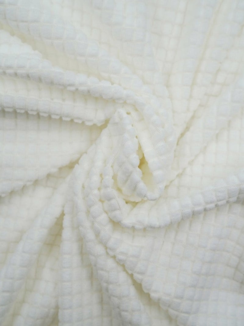 Housse de canapé extensible en polyester gaufré coloris blanc Blanc - Kiabi