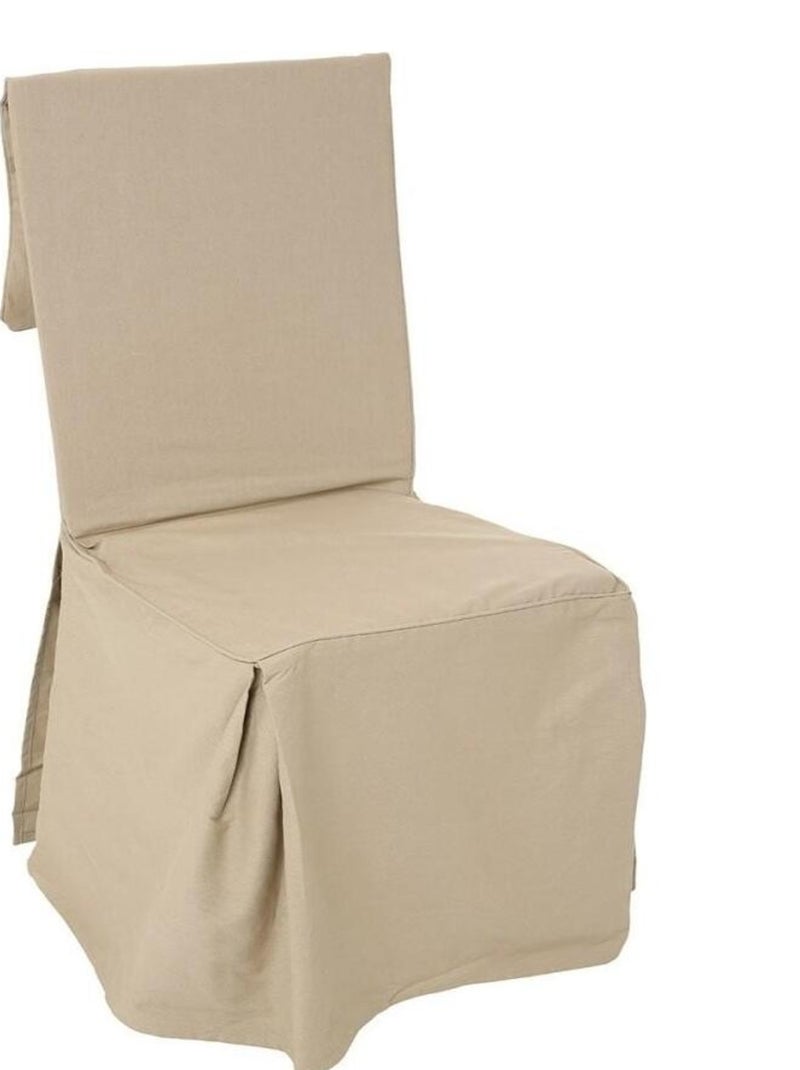 Housse de chaise coton lin Beige - Kiabi