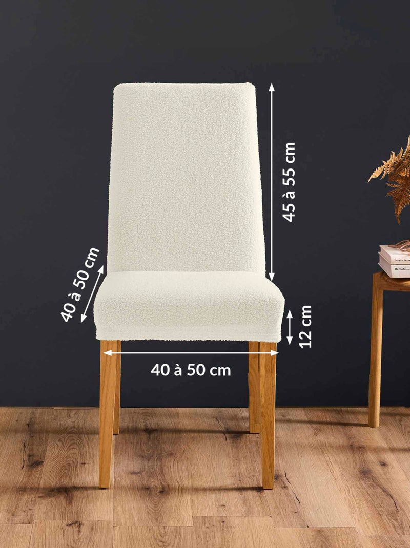 Housse de chaise extensible bouclette Beige coquille - Kiabi