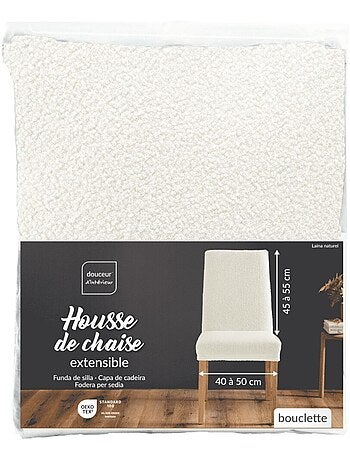 Housse de chaise extensible en bouclette coloris naturel