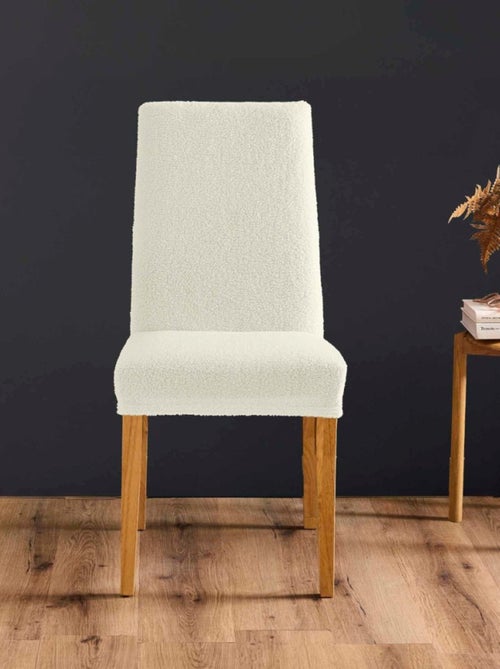 Housse de chaise extensible en bouclette coloris naturel - Kiabi