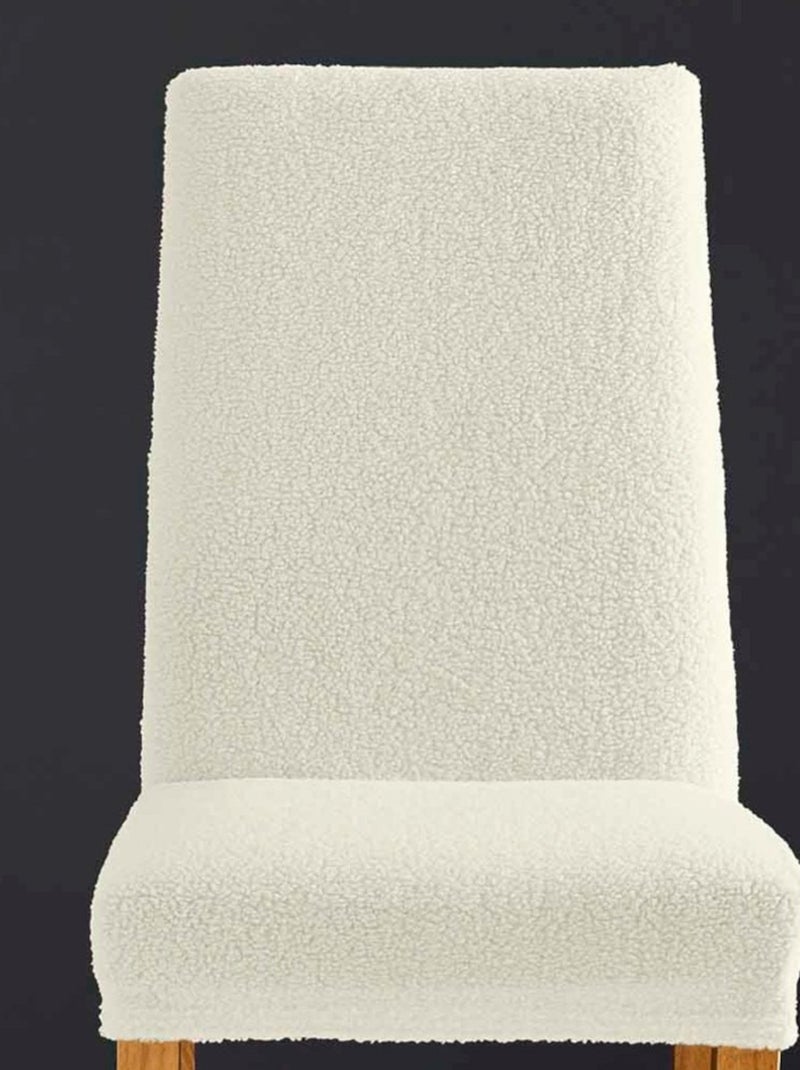 Housse de chaise extensible en bouclette coloris naturel Blanc - Kiabi