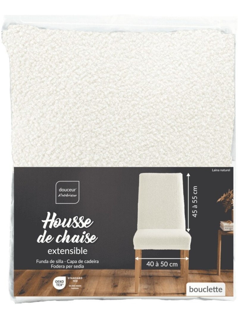 Housse de chaise extensible en bouclette coloris naturel Blanc - Kiabi