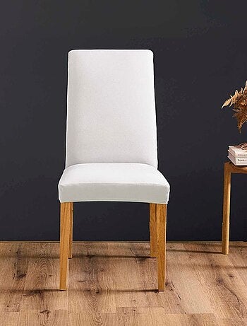 Housse de chaise extensible en polyester coloris blanc
