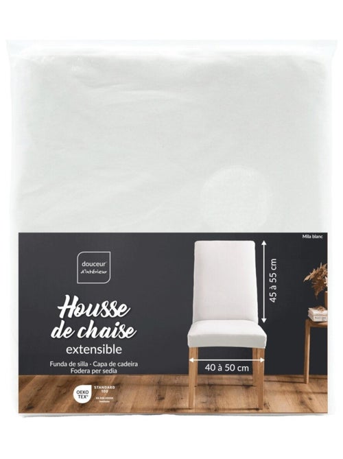 Housse de chaise extensible en polyester coloris blanc - Kiabi Housse de chaise extensible en polyester coloris blanc - Kiabi